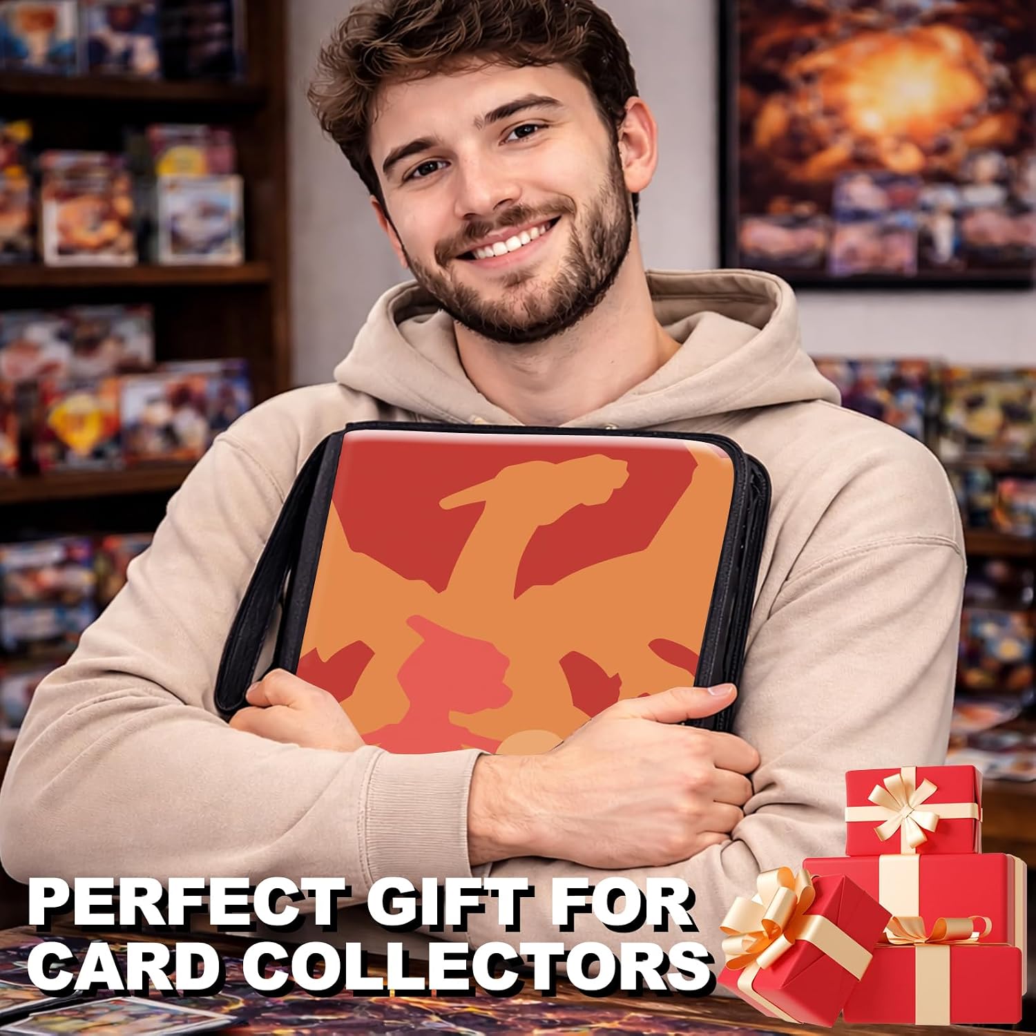 1008 Card Binder 9 Pocket, 3-Ring Trading Card Binder with 56 Page Removable Sleeves, High Storage Waterproof Trading Card Holder Collection Card Album Organizer Case for TCG Cards-3 Fire Dragon