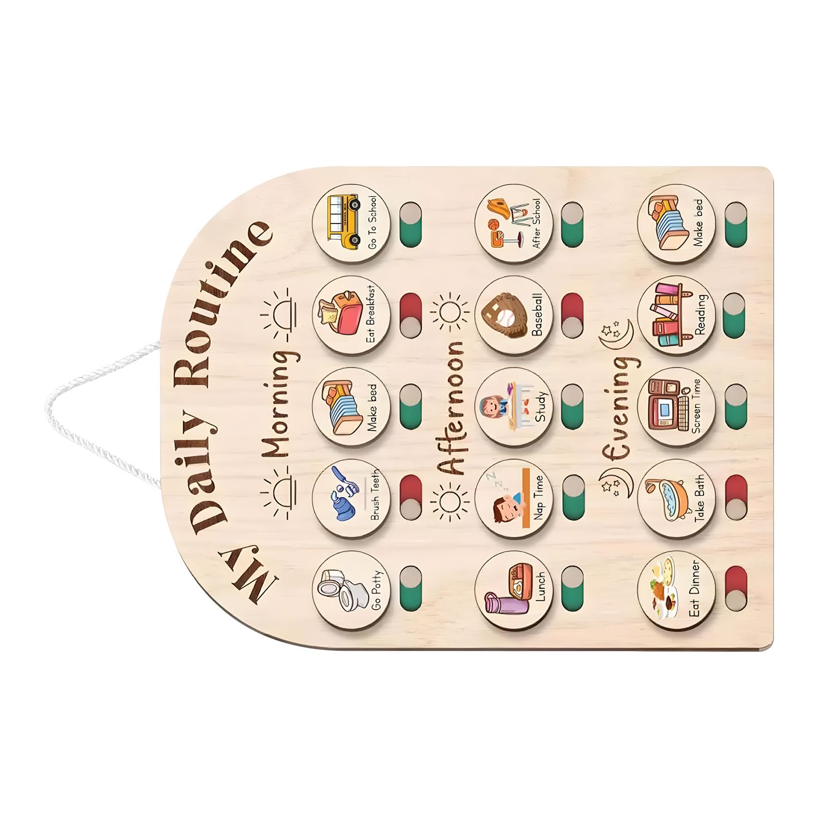 COOLHOOD Tabla de responsabilidad de madera para niños para el seguimiento diario de la rutina y el desarrollo del comportamiento con diseño personalizable