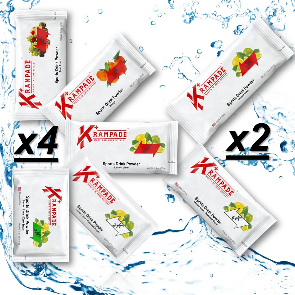 Krampade Electrolytes Powder Potassium Supplement - 2000 mg K+, >2X More Than Coconut Water | Cramp Relief and Prevention | Hydration Powder Packets