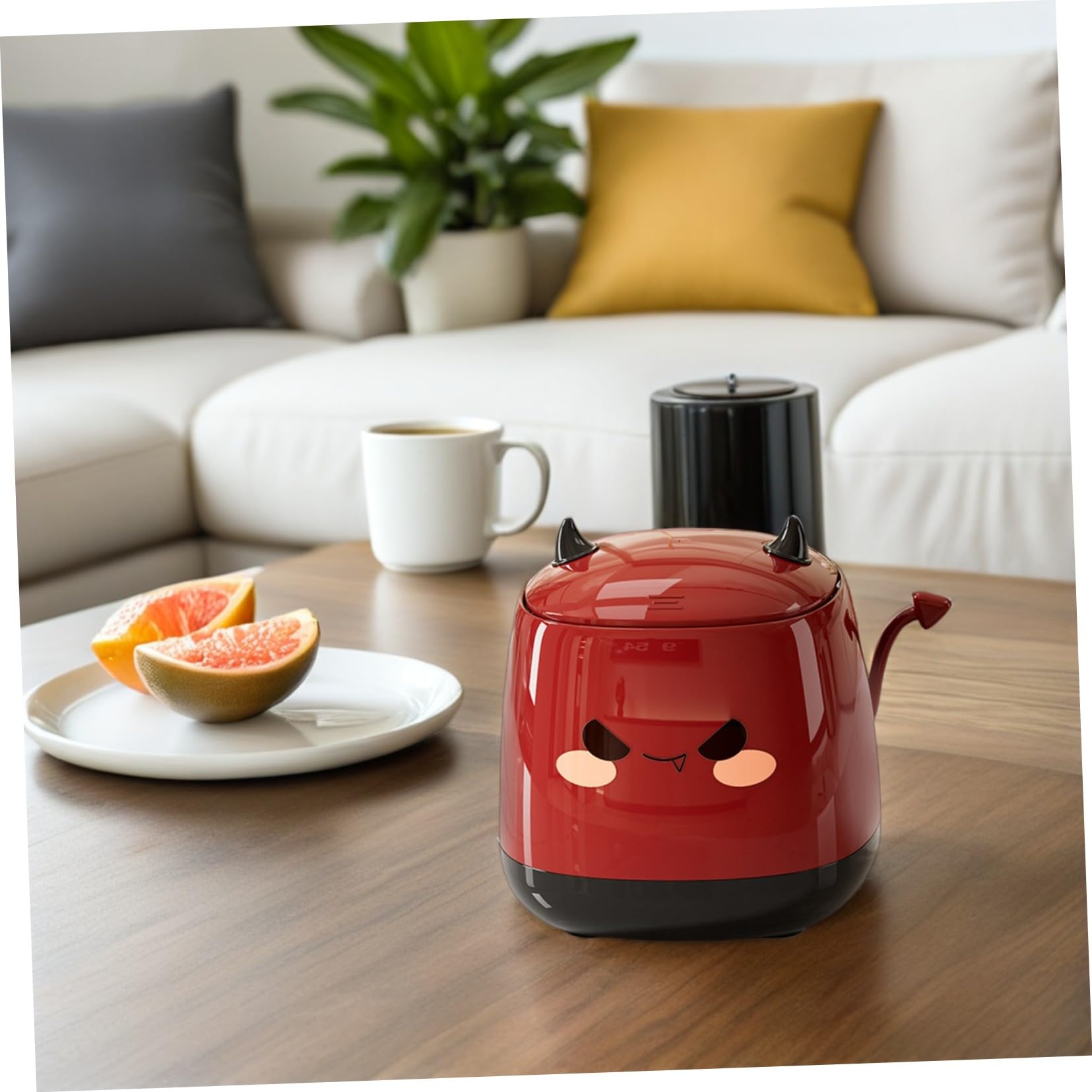 STOBAZA Mini Desktop Trash Can mit Deckel Kompakter Leiser Tischabfalleimer für Büro Schlafzimmer Büro Süßer Roter Platzsparende für Schreibtisch und Arbeitsbereich