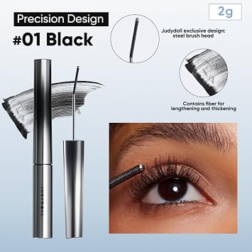 JUDYDOLL 3D Curling Eyelash Iron Mascara Bundle -Waterproof, Volumizing and Lengthening | 6Curling Design #01Black for Upper Lashes + 6Precision Design #01Black for Lower Lashes