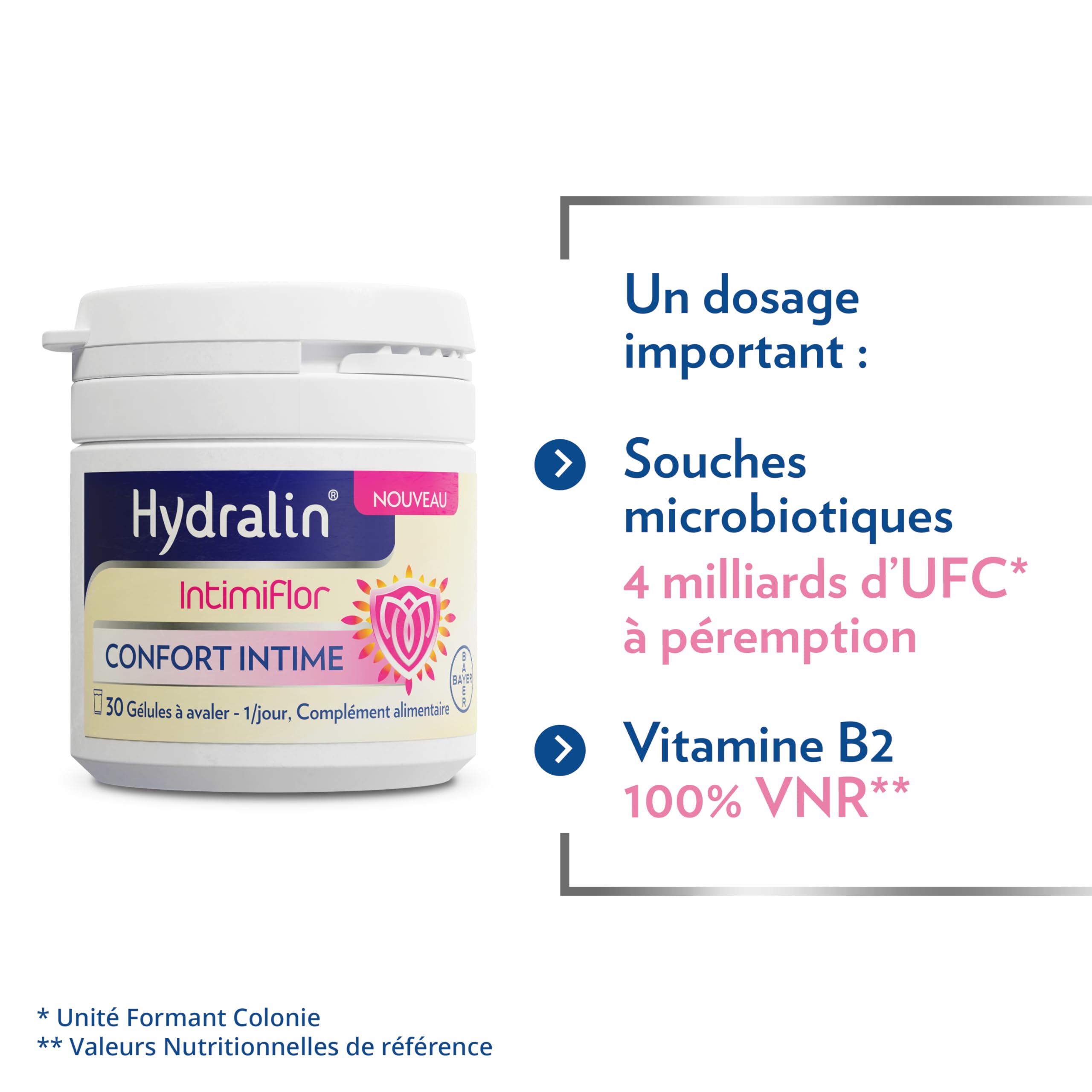 Hydralin IntimiFlor - Complément alimentaire - Un programme de 30 jours pour le confort intime féminin - 30 comprimés - Fabriqué en France