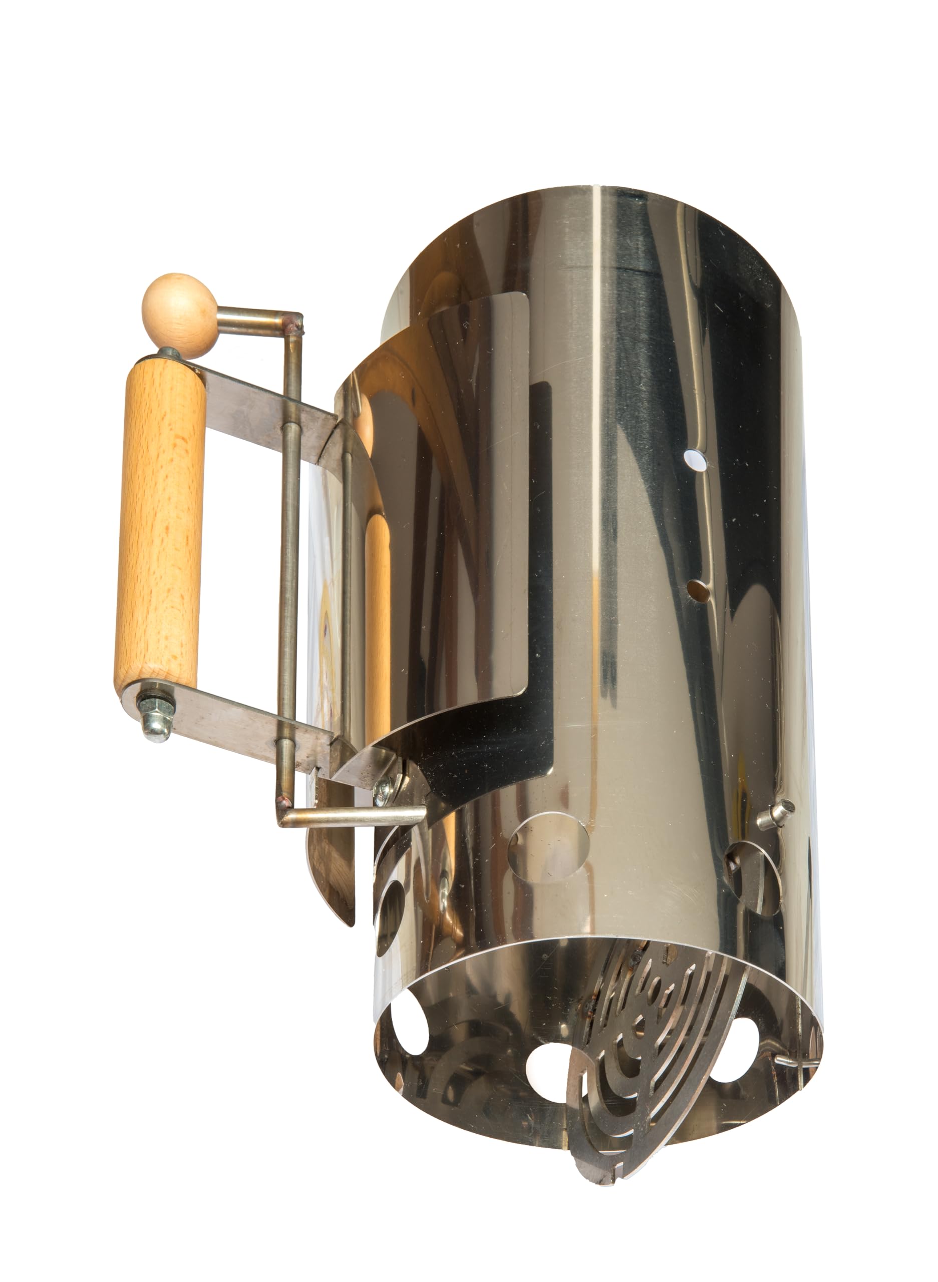 La Ferrotecnica Ciminiera Accenditore per Carbonella, Acciaio Inox, Diametro 14,5 cm, Altezza 28 cm, con Manico Sicuro