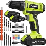 PULITUO 20V Cordless Drill/Driver, 2 Batteries Electric Screwdriver, 30Nm Power Drill Driver, 21+1 Torque, 2 Speed, 3/8" Keyless Chuck, Power Drill with LED Light, Drill Driver Kit for Home (Red)