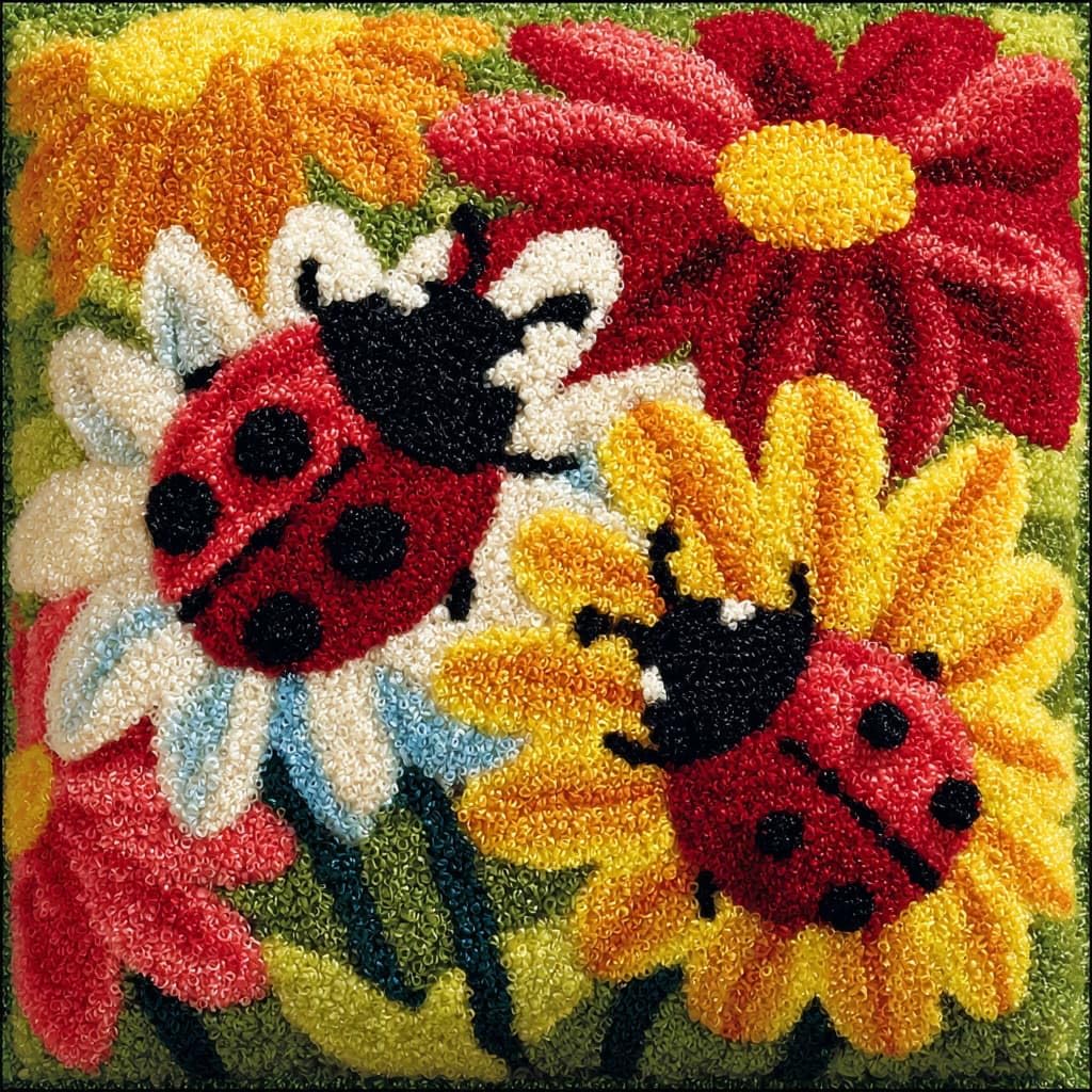 Henypt Latch Hook Kits-D Latch Hook Kits For Beginners Flowers And Ladybugs