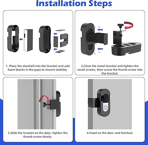 Miniatura 3 de Soporte antirrobo para timbre sin taladro, compatible con timbre de video inalámbrico Ring, soporte de cámara ajustable para timbre, accesorios para