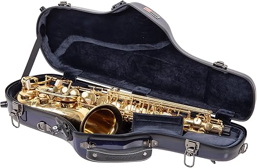 Miniatura 13 de Crossrock Funda recta para saxofón soprano de grado profesional, color azul zafiro, bloqueo TSA, protección Elite, correas desmontables