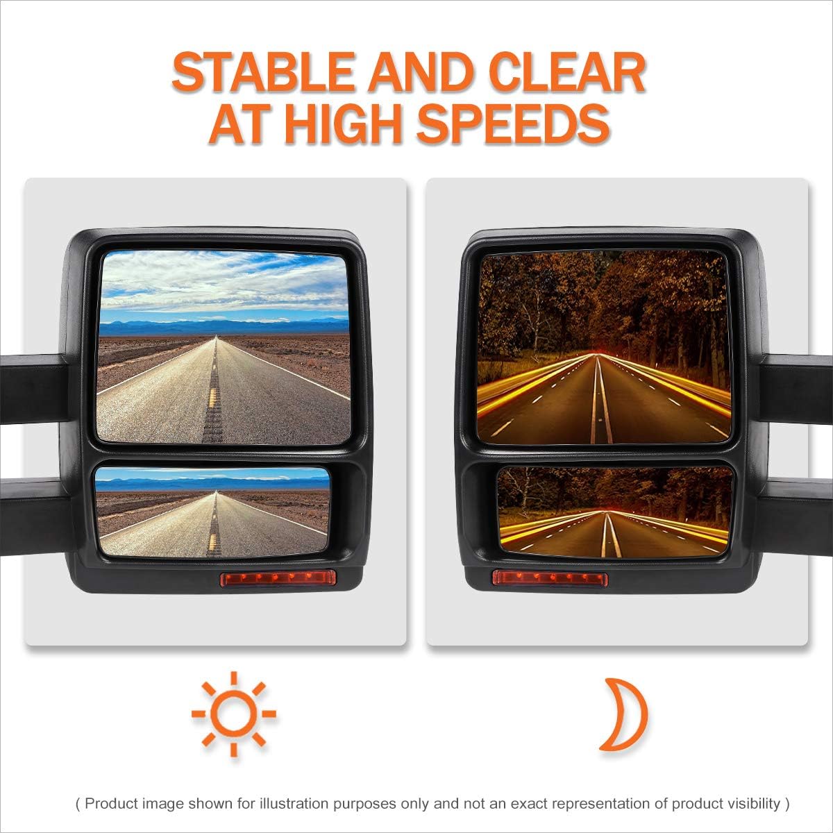 [Passenger Side] Power Heated Tow Towing Mirrors w/LED Signal+Puddle Lamp Compatible with 04-14 Ford F150,Black