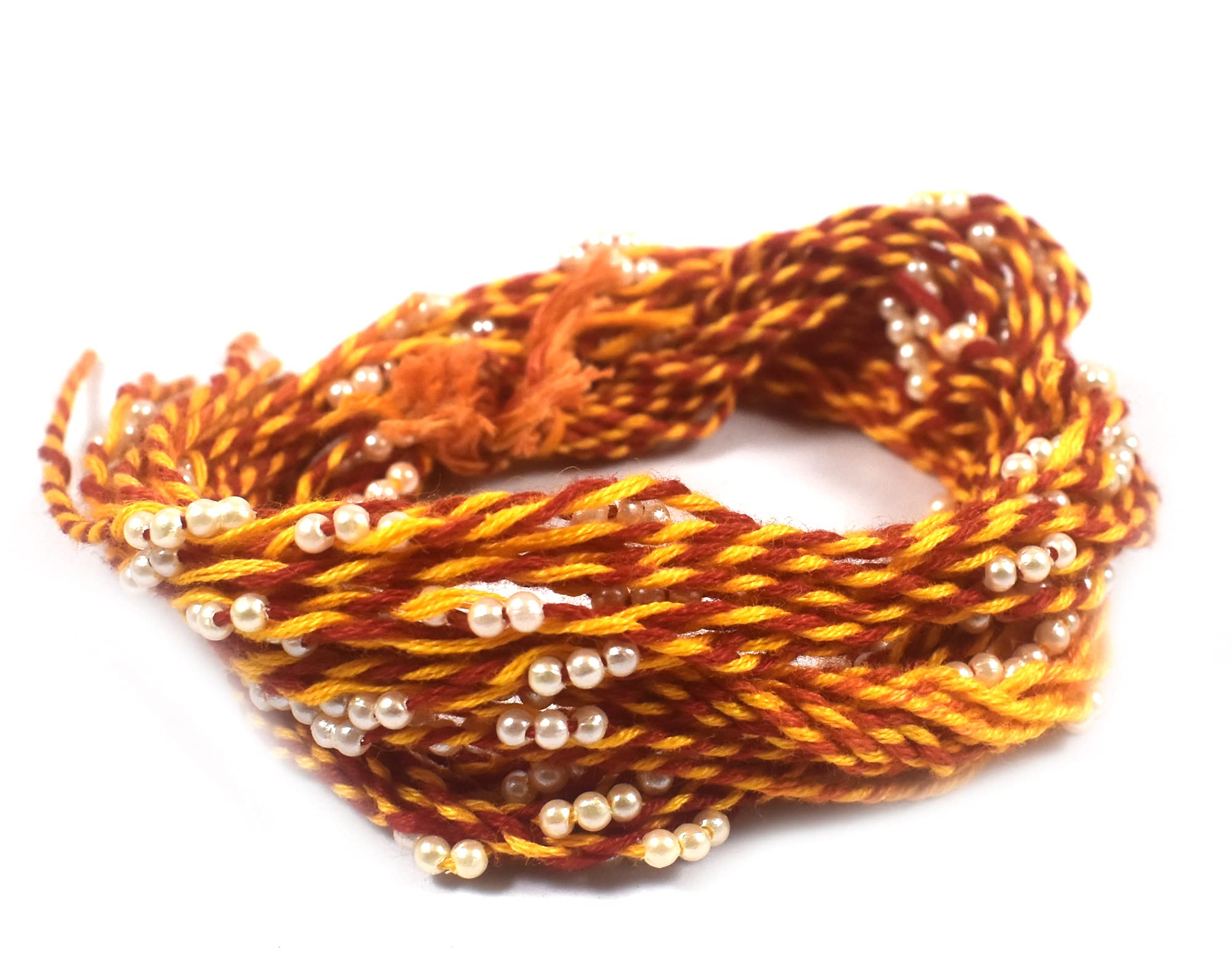 Urvi Creations Set Of 12 White Beaded Moli Thread Kalava Rakhi For Brother Rakhi Combo Rakhi For Bhaiya, Rakhi Gift For Brother 12 Similar Rakhi Set For Brothers Dora Rakhi, Moli Rakhi Rudraksha Rakhi