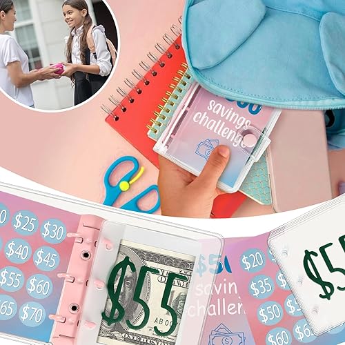 Miniatura 5 de Mini carpeta de desafíos de $300 para cobrar dinero en efectivo y ahorros de gastos, planificador de presupuesto, libro de presupuesto reutilizable