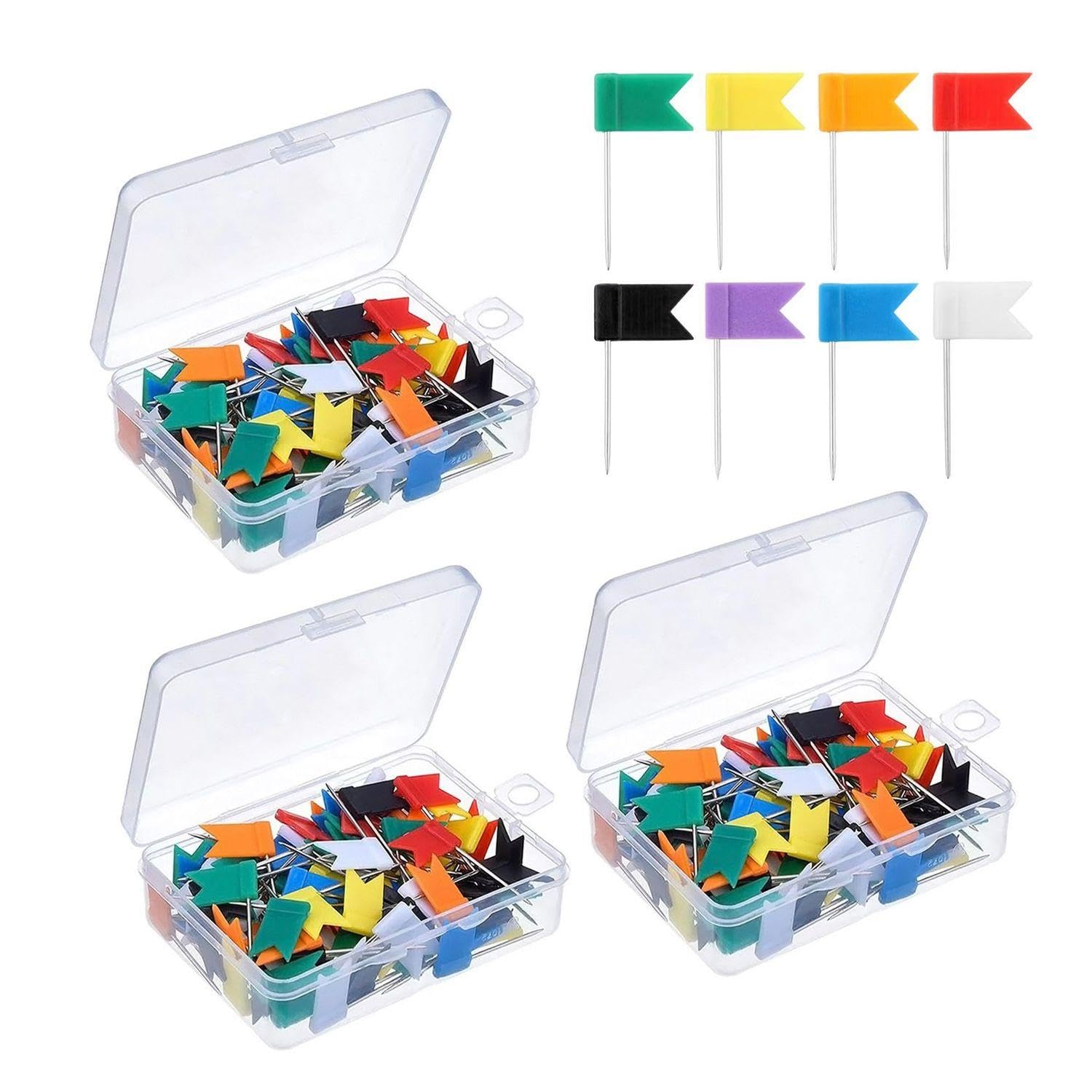FFDHWU 300 Pieces Of Color Red Flag Marking Pushpins, Small Map Positioning Pins, Suitable For Pushpin Boards, Bulletin Boards.