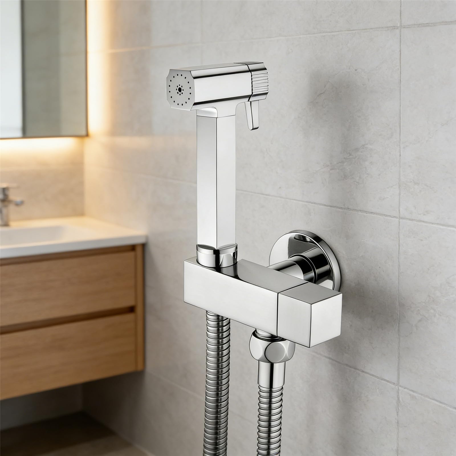 Ręczny opryskiwacz bidetowy 2-funkcyjny zestaw prysznicowy do toalety mosiężny naścienny bidet spray z elastycznym wężem 1,2 m higiena osobista spray do toalety do łazienki t