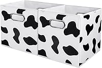 Vista 7 de ANMINY 2 cubos de almacenamiento con estampado de vaca, cestas de almacenamiento de 11 pulgadas con asas, lavables, plegables, de tela de algodón