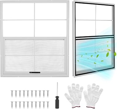 Shed Windows 2 Pack,18x27 Inch Sliding Windows with Tempered Glass & Screen,Flush Mounted Small Window for Shed, Chicken Coop, Playhouse, Household, Garage, Barns