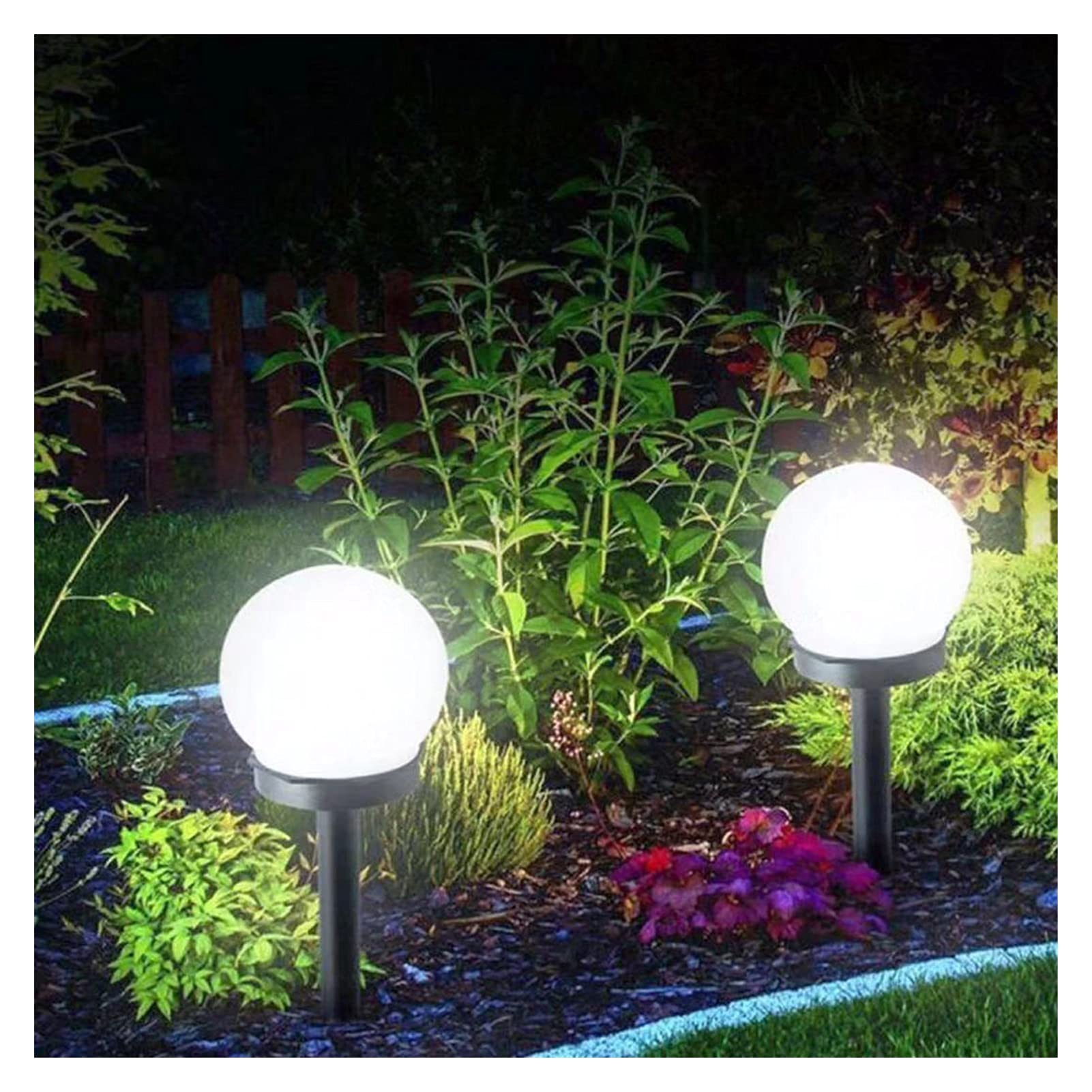 Luces Jardín 2 PCS Solar Ground Light Ball Lámpara de Bola Outdoor jardín Patio Decoración Luz del césped Luz de Césped
