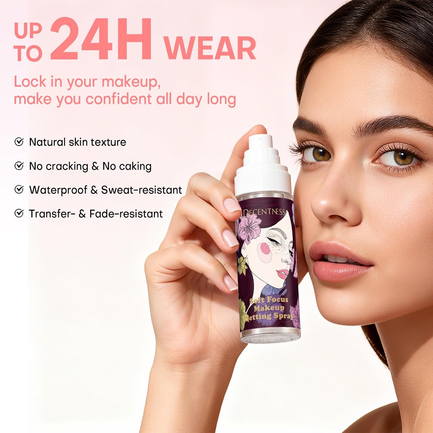 Makeup Setting Spray, Smudge-proof Waterproof Long Lasting Weightless with Micro-Fine Mist, Natural Finish Transfer-Resistant Effect, Suitable for All Skin Types, 3.4oz/100ml - Image 2