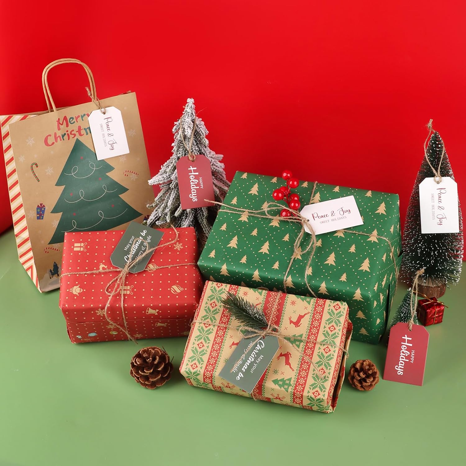 48 Pcs Christmas Gift Tags with Rope Christmas Presents Paper Labels Hang Tags for Holiday Gift Wrapping Crafts Xmas Party Decorations - Image 7