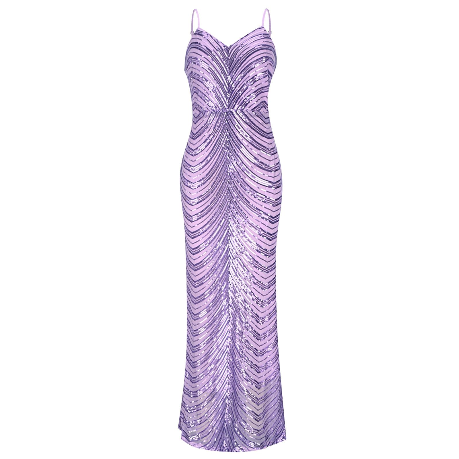HAOLEI Vestito per Capodanno Donna Eleganti Manica Lunga Elegante e Scintillante Abiti da Festa Cerimonia Vestiti con Paillettes Scollo a V Abito da Natale Midi Abito Abbigliamento Abiti per Partito