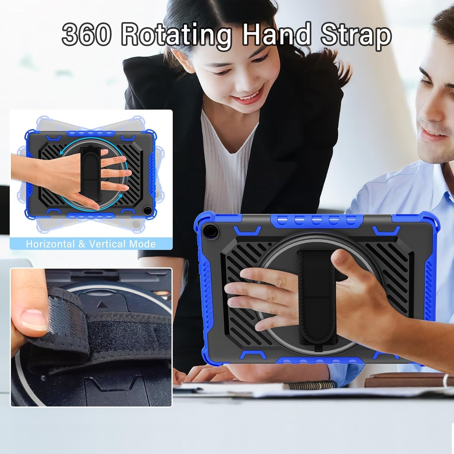 for Fire HD 10 & HD 10 Plus Tablet Case 13th Generation with 360 Rotating Kickstand Hand Strap, Kids Friendly