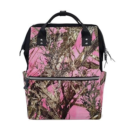 Backpack Diaper Bag Pink Camouflage Womens Travel Bag Mens Laptop Bags
