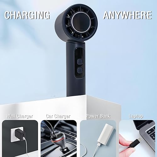 Miniatura 4 de Mini ventilador de mano, ventilador portátil personal recargable de 4000 mAh, mini ventilador de escritorio de refrigeración con 5 velocidades