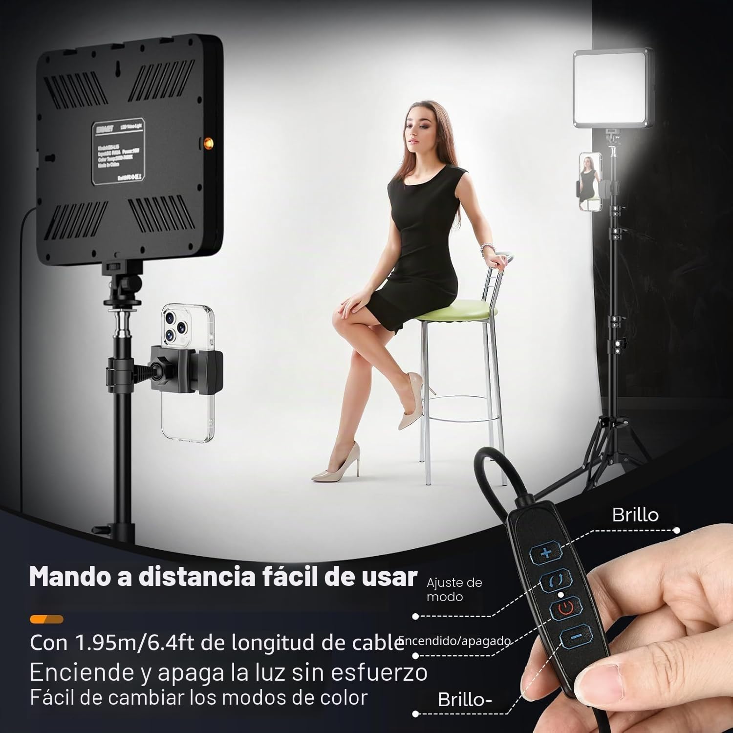 2Pack Panel Luz LED de Video Set 25*20cm, EMART Iluminación Fotografía 15W | Pantalla Opaca Sujeción Magnética, Video Light 2800K-7000K Estudio Regulable 15W para Streaming en Directo, Youtube