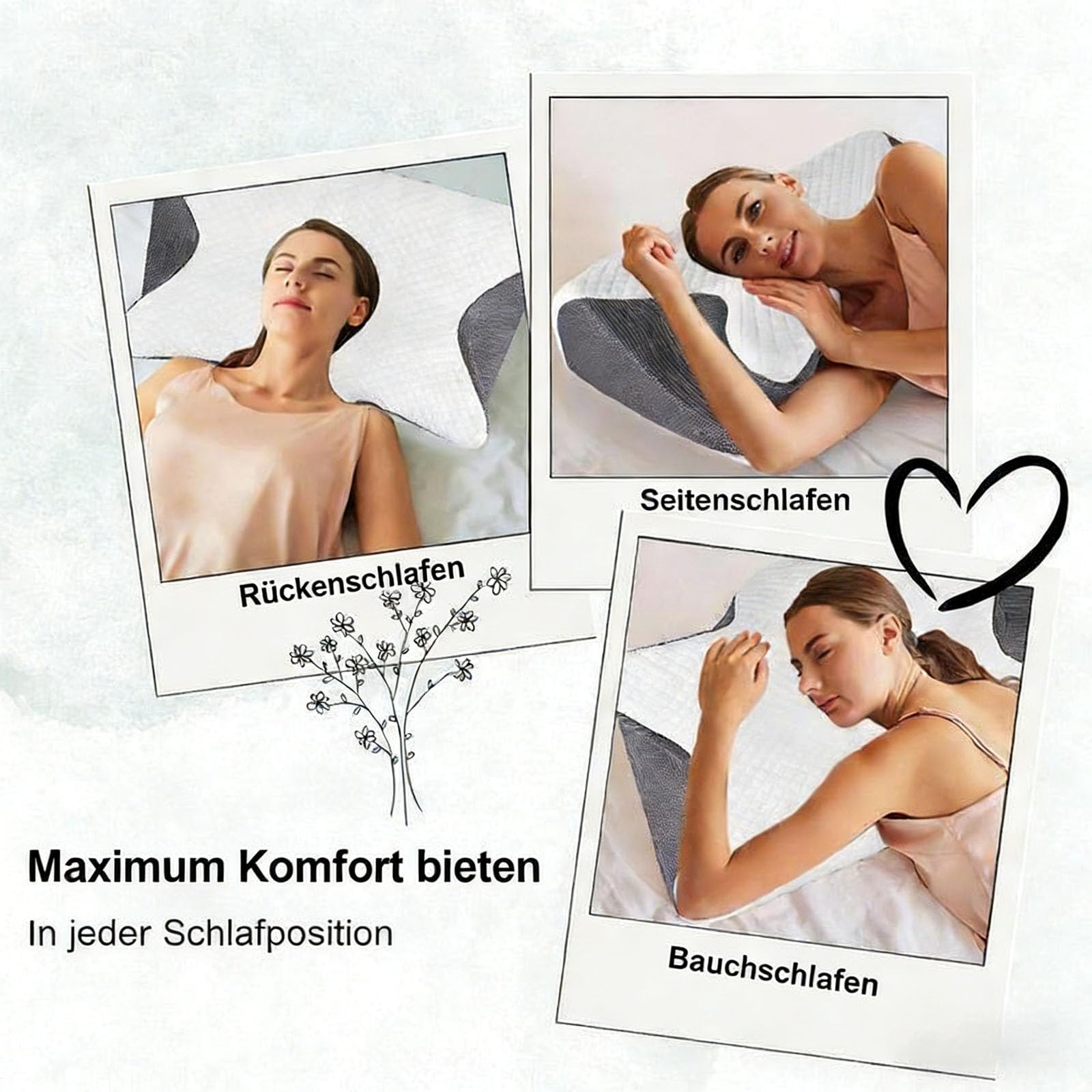 Curosleep Kissen Original, Ergonomisches Orthopädisches Neckhavenkissen aus Memory Foam, Ergonomisches Kopfkissen Neckhavenschmerzen für Rücken, Seiten und Bauchschläfer (Schwarz)