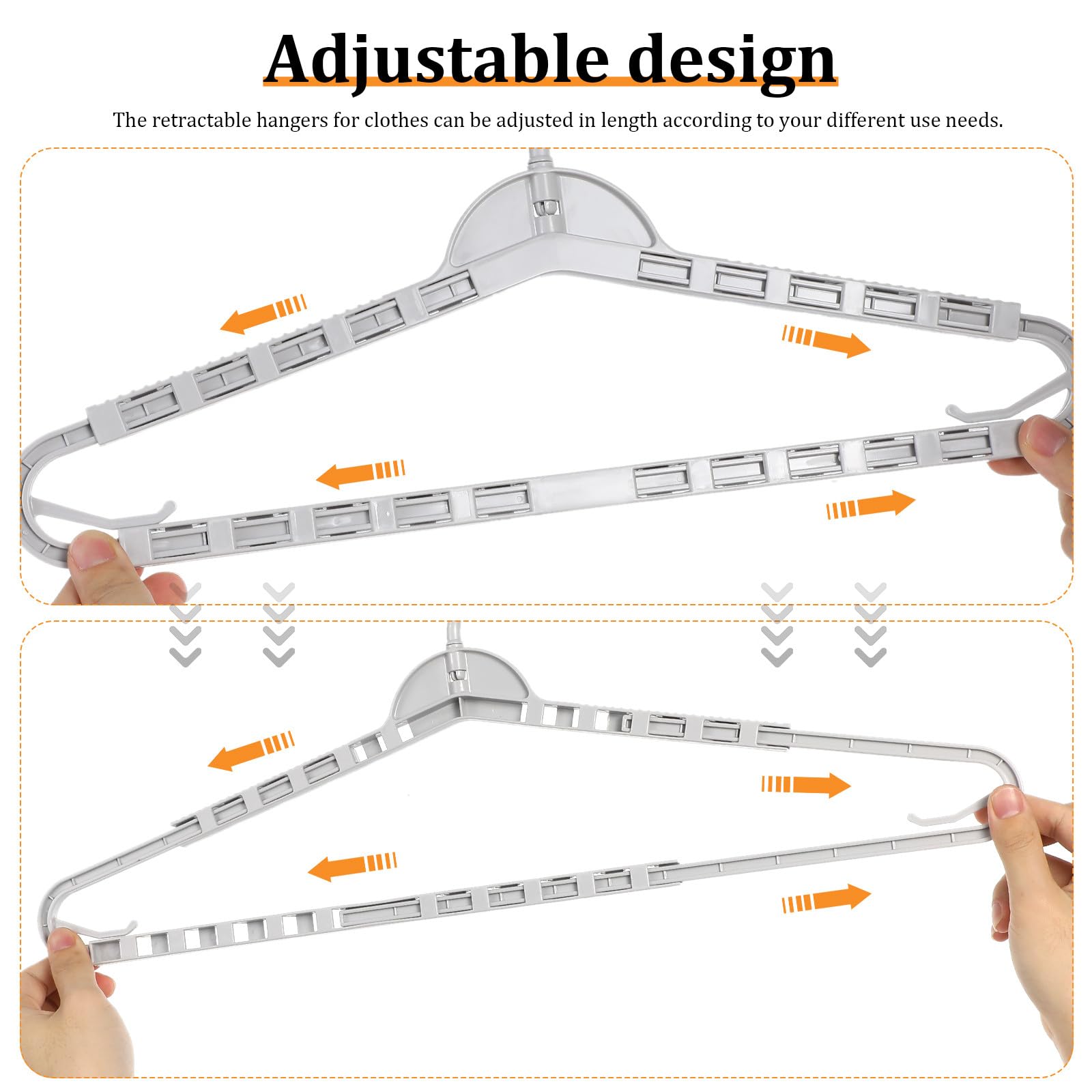 Set di 8 Grucce Pieghevoli Regolabili in Pp Struttura Robusta, Design Elegante e Semplice, per Abiti, Cappotti e Asciugatura in Casa