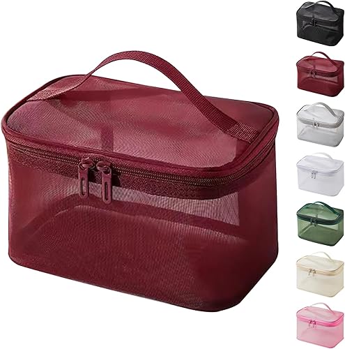 GODWOODS Estuche organizador de bolsa de maquillaje de viaje para mujeres bolsa de cosméticos transparente, compacta y elegante con cremallera para