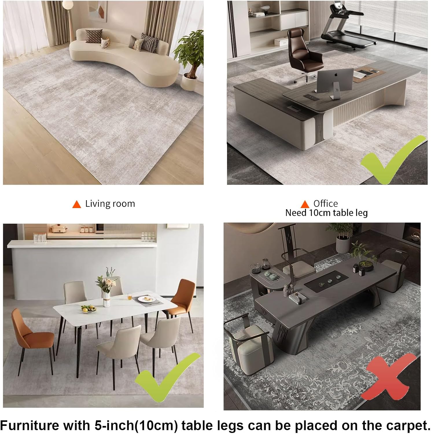 Graphene Electric Heating Carpet Soft Plush Heated Area Rug Heater Floor Mat with Timer Fast Warm Up for Home Office Study Playroom 120V 1000W 4.6x6.6Ft WS - Image 5