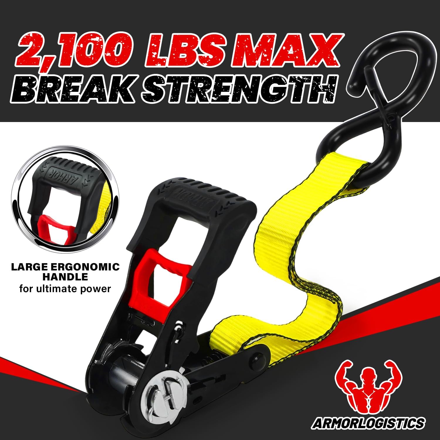 Ratchet Straps (4 Pack) - 1in x 15ft Motorcycle Strap Tie Downs with 15ft Soft Loops - 2,100lb Break Strength Ratchet Tie Down Straps for Motorcycles, Truck, Cargo - Safety S Hook, Storage Bag