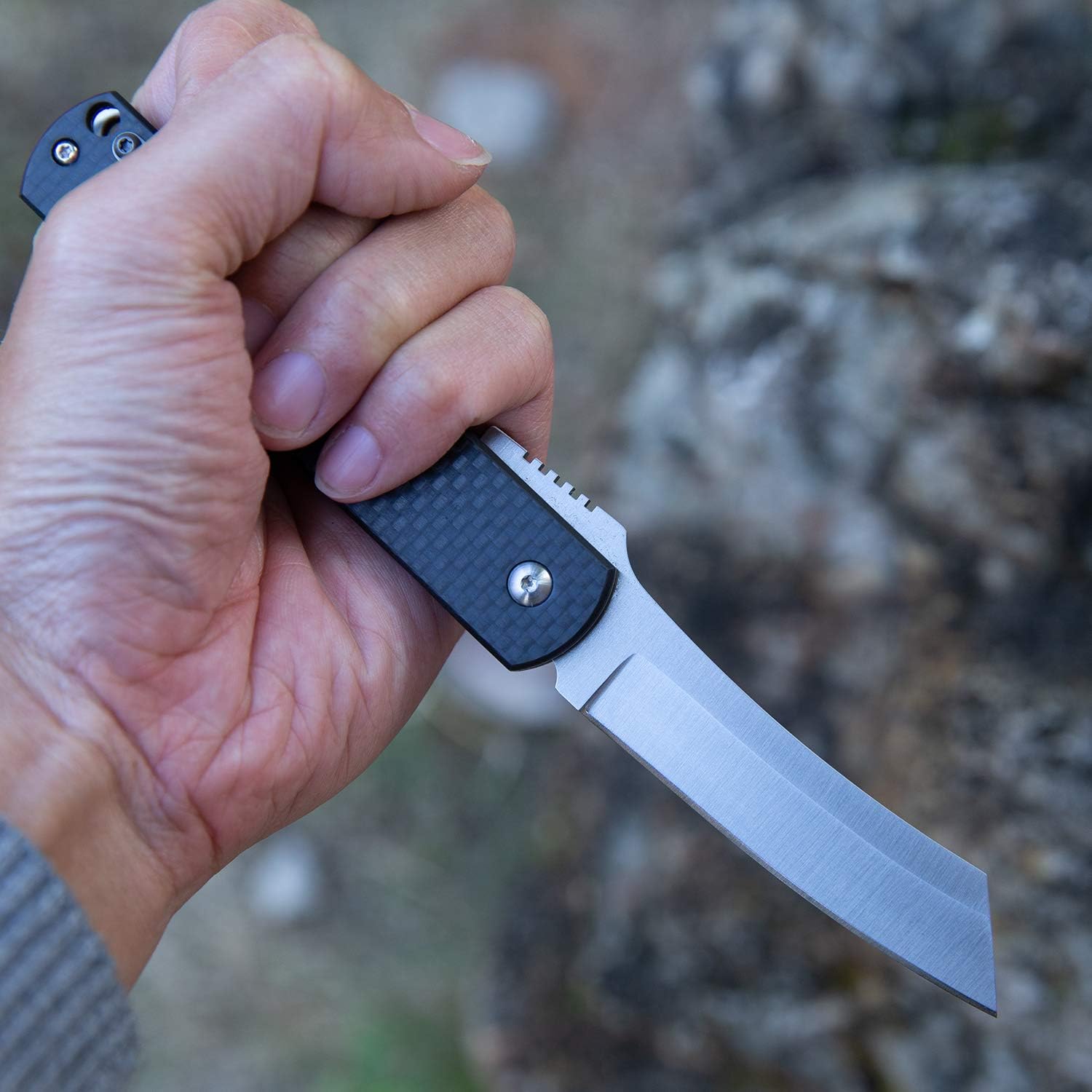 Handmade Higonokami Razor Folding Pocket Knife with Clip and Sheath,3in D2 Steel Blade,Carbon Fiber Liner Lock Handle EDC Knives for Men
