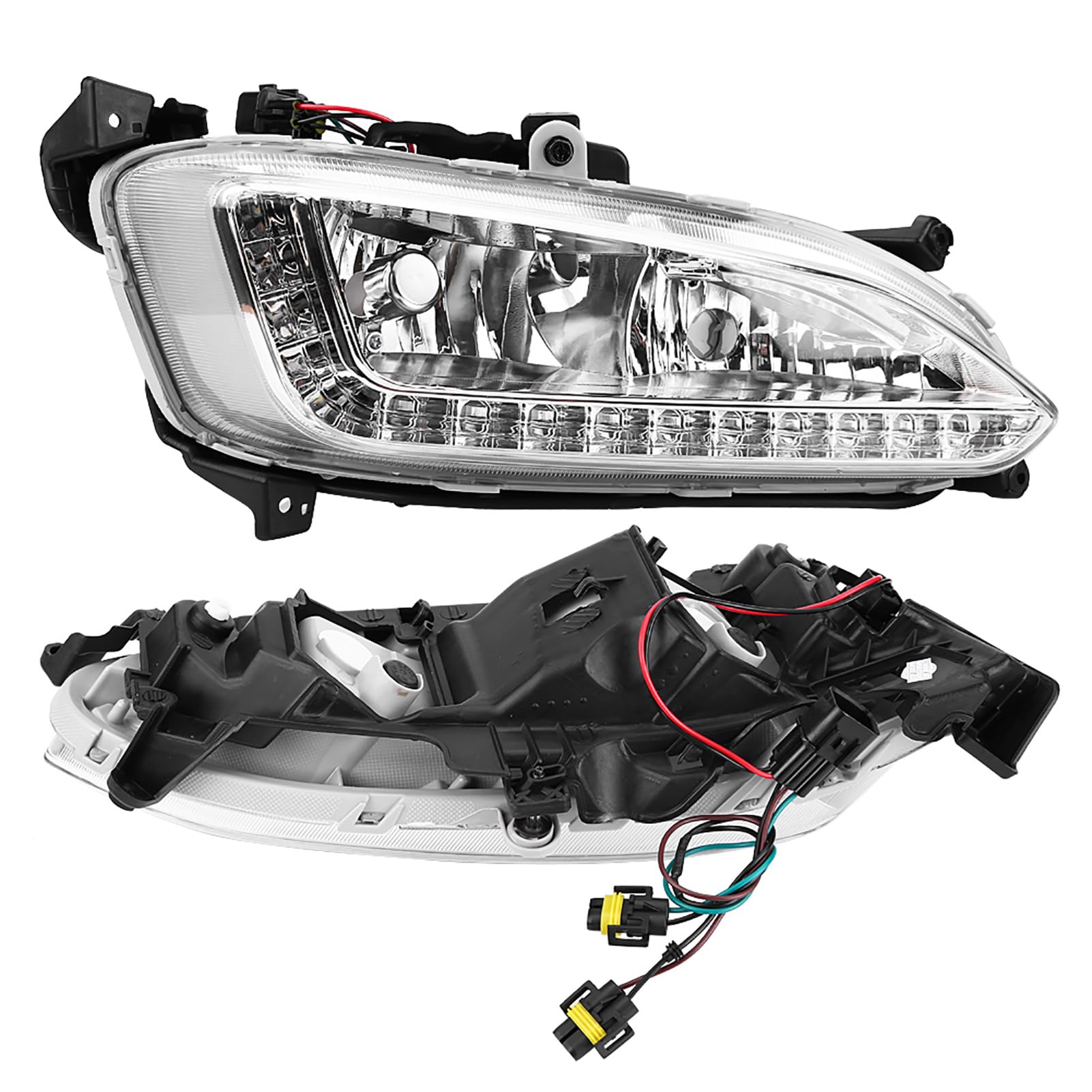 Tbest Luces Antiniebla Diurnas de Santa Fe, 1 par de Luces de Circulación Diurna para Coche, Cubierta de Lámpara Antiniebla Drl para Hyundai Santa Fe Ix45 2013 2015
