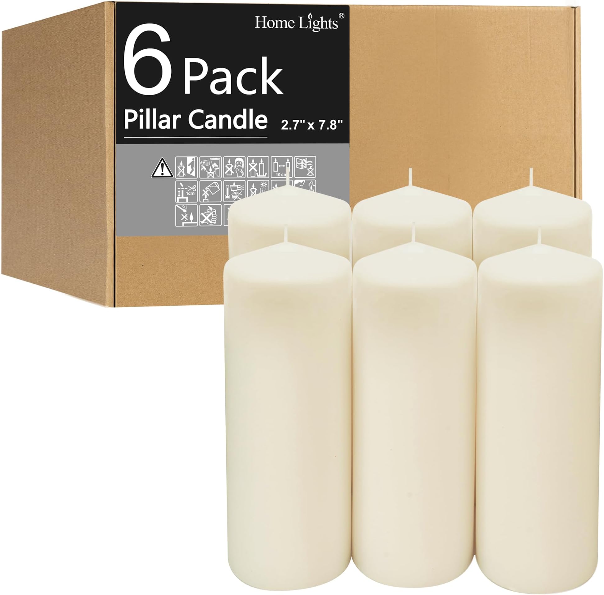 White Pillar Candles Set of 2 Unscented Candles 9 inch