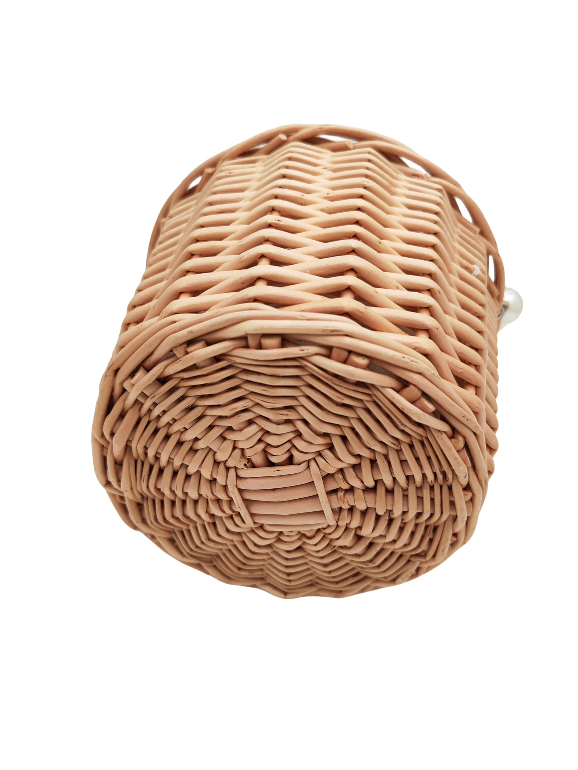 Rustikaler Rattan-Körbe für Hochzeit, Blumenmädchen, geflochtener Rattan-Aufbewahrungskorb mit Perlengriffen, gewebter Eier, Süßigkeitenkorb für Hochzeit, Zuhause, Garten, Dekoration (A)