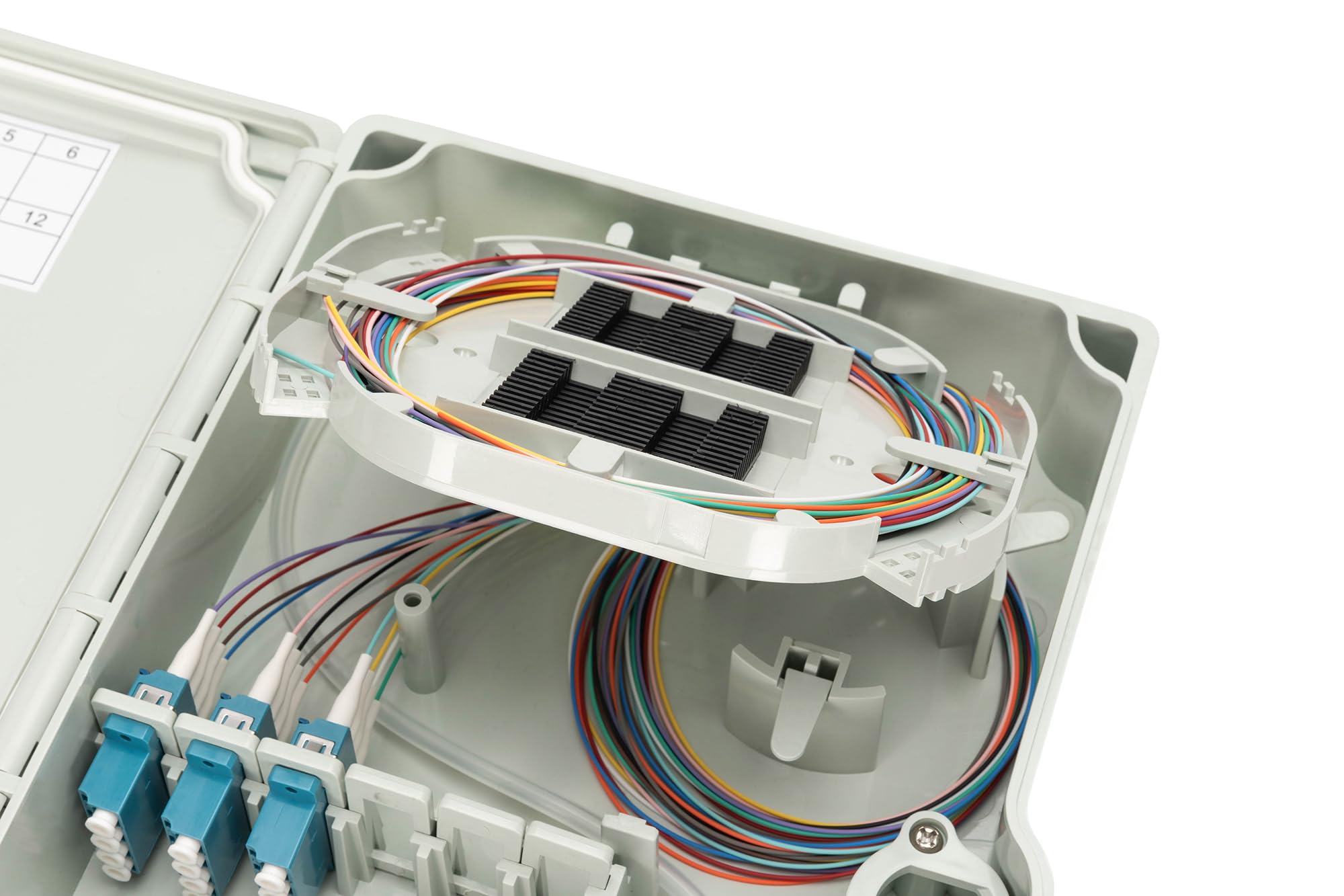 DIGITUS Caja de conexión de fibra óptica – OS2 – 3 conectores LC/PC | Premontado – 12 fibras – FTTH/FTTB – para interior y exterior – IP65 – Gris