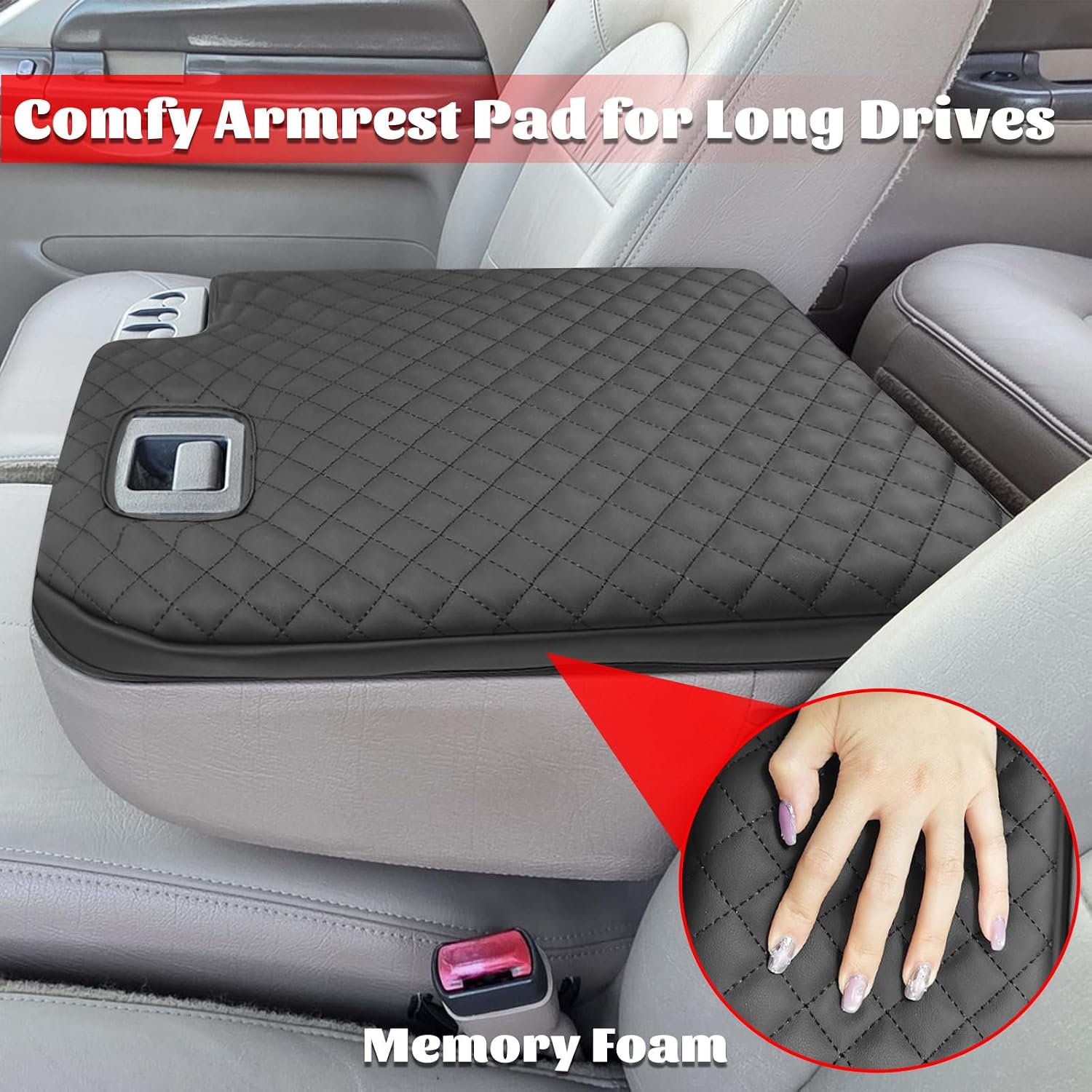 Center Console Armrest Cover Compatible with Ford F250 F350 F450 Super Duty 1999-2001 Leather Armrest Box Cushion Cover Middle Console Pad Black (Jump Seat Only)