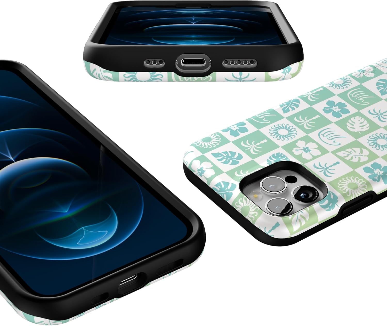 Casely iPhone 12/12 Pro Case | Pura Vida | Coastal Checkers | Bold Protective Design | Compatible with MagSafe