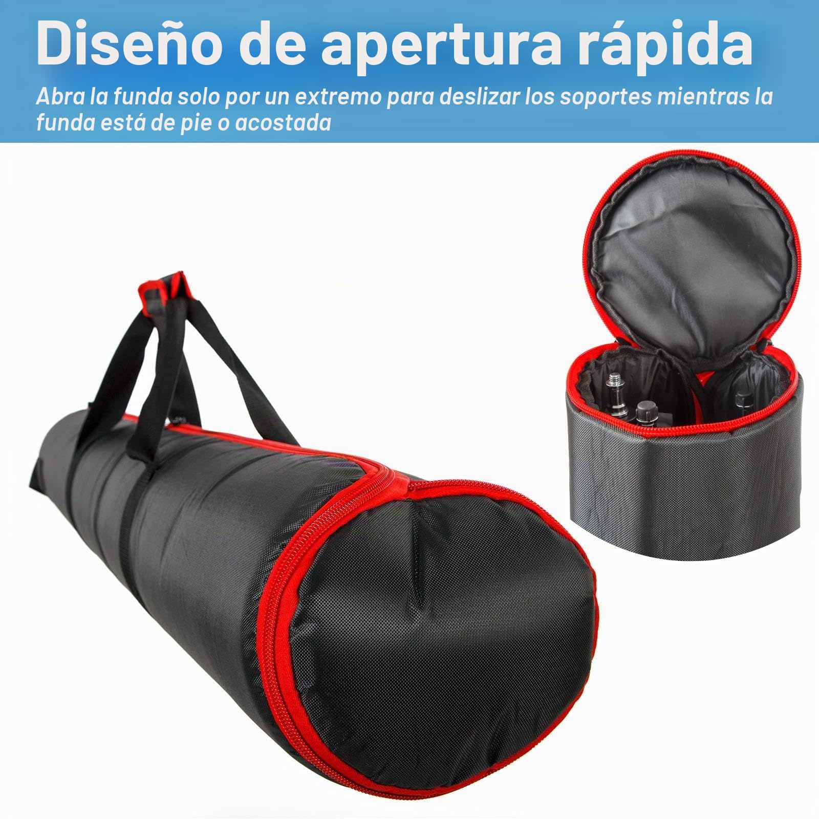 Estuche de Transporte de trípode, Bolsa Resistente Agua con manijas y 3 Compartimentos, Bolsa de Almacenamiento Acolchada para trípode, Soporte de luz, monópodo, telescopio, 123x20cm