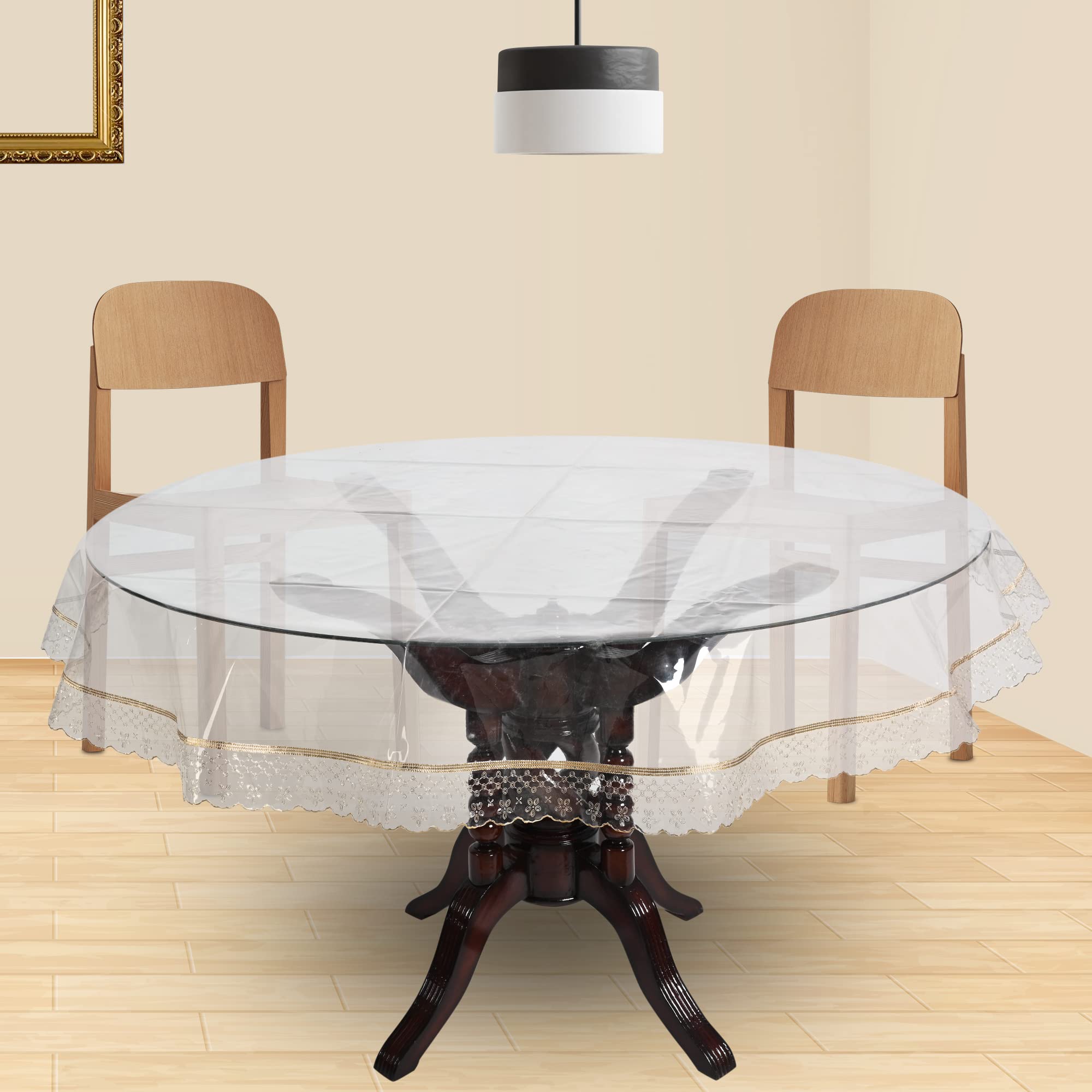 OrientalWeavers PVC Transparent 6 Seater Round Table Cover 72 X 72 in Durable Thick No Joint Embossed Golden Lace Reversible, 0.25 mm Imported Clear 72" Round Shaped, 1 Piece 183 X 183 cm (B08R1RK7WT) Amazon Price History, Amazon Price Tracker