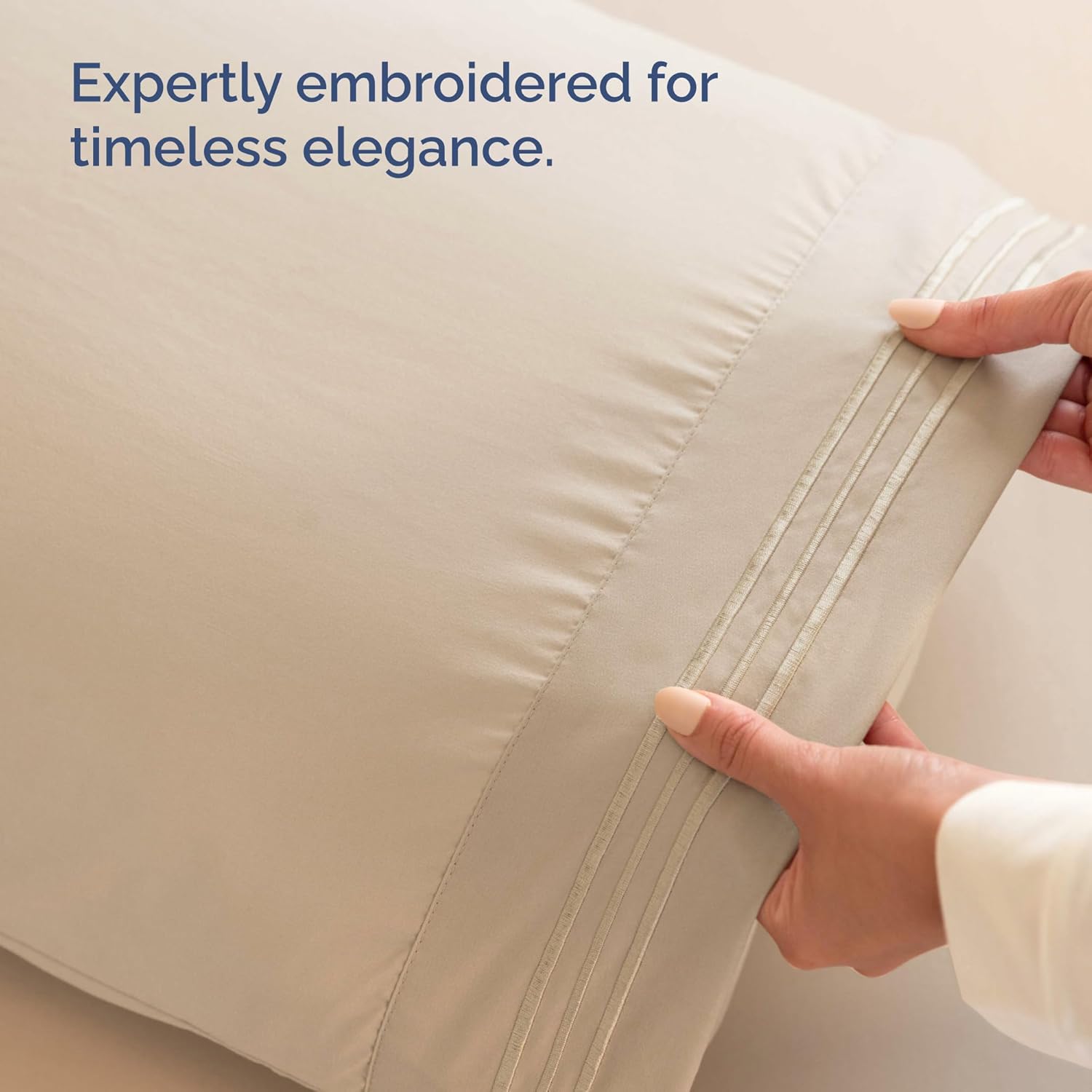 Wrap Around Dust Ruffle Bed Skirt + 2 Pillowcases Bundle - Cream - for Full Size Beds with 18 Inch Drop - Elastic Strap and Adjustable Pleated Bedskirt - Wrinkle Free - for Women, Men, Kids & Teens