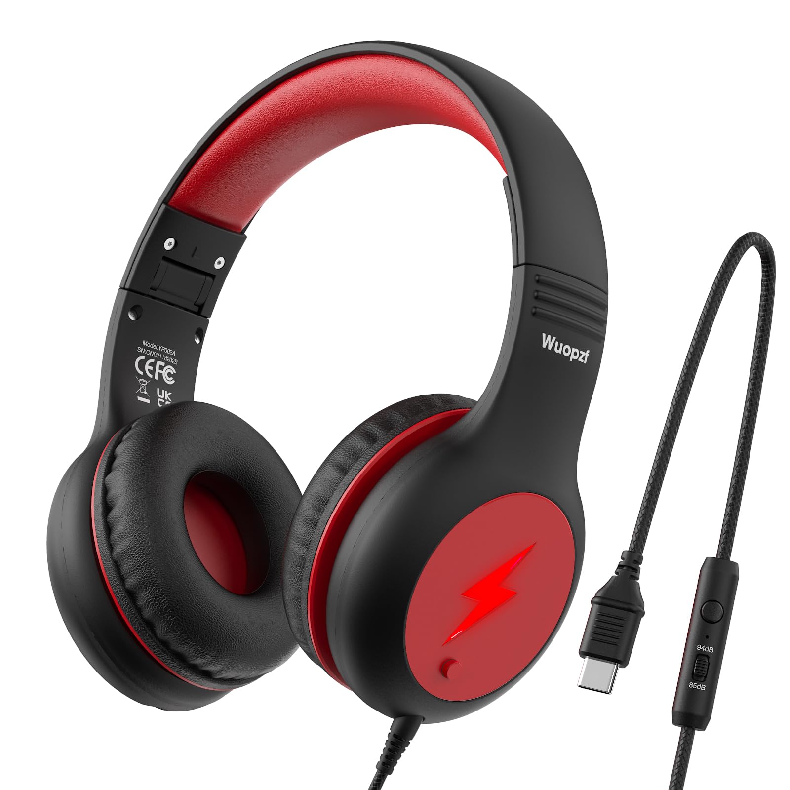 Kinder USB C Kopfhörer für Schule, sicheres Hören, kabelgebundene Over-Ear-Kopfhörer