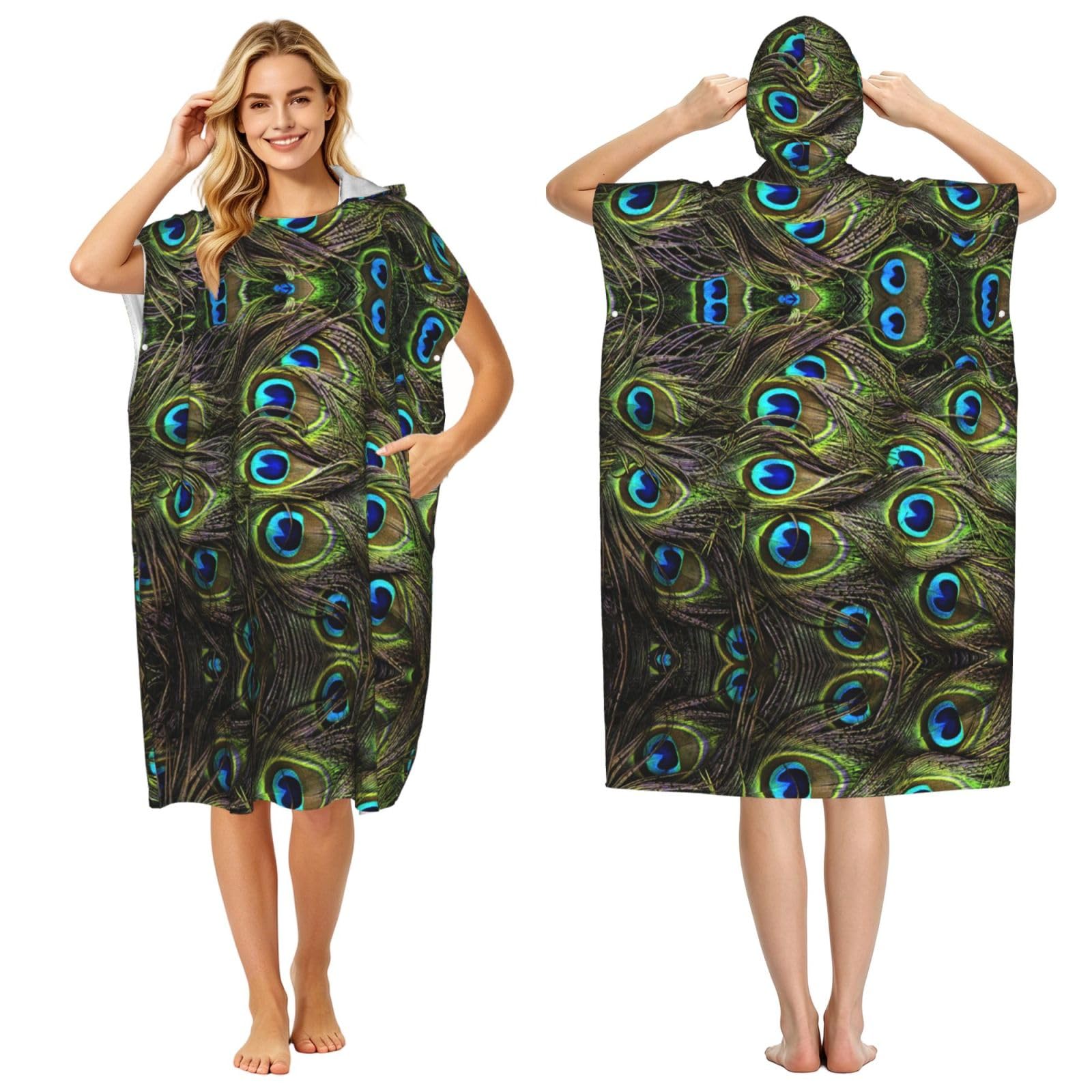 Serviette de plage poncho à capuche microfibre femme homme pour été léger