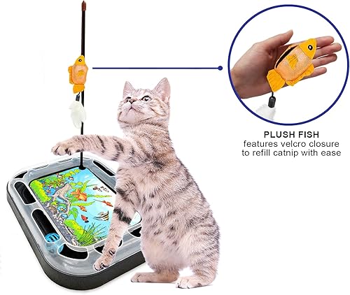 Miniatura 6 de Juguete rascador para gatos con tablero rascador y diseño de acuario de peces, divertido y emocionante juguete para gatos con hierba gatera, juguete