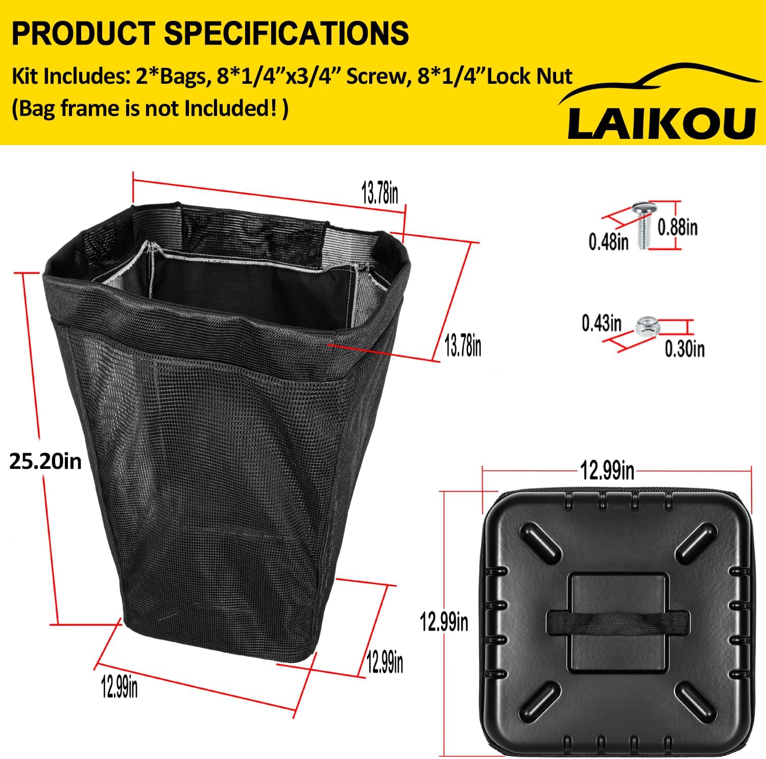 LAIKOU Grass Bags Replacement Kit Compatible with John Deere AM122416 AM101602 for Lawn Garden Mower Tractors 100 Series 105 110 115 120 125 130 135 Z225 etc Ztrak Mowers (2-Pack)