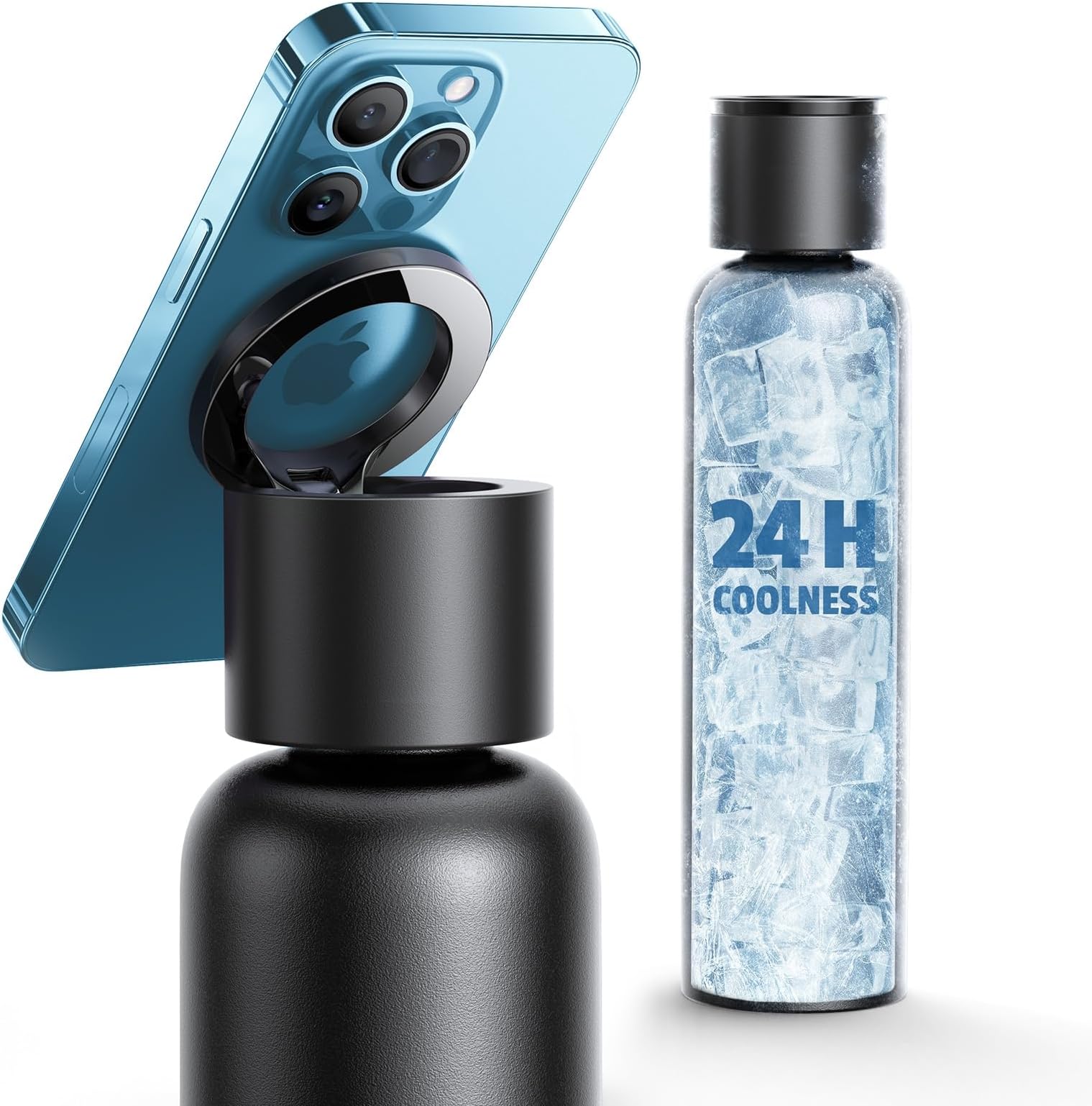 RHINOSHIELD AquaStand Magnetische fles 800 ml | Tritan waterfles met rietjesdeksel, sportfles met MagSafe-compatibel handvat, statief met verstelbare hoeken, lekvrij, lichtgewicht - kristalhelder