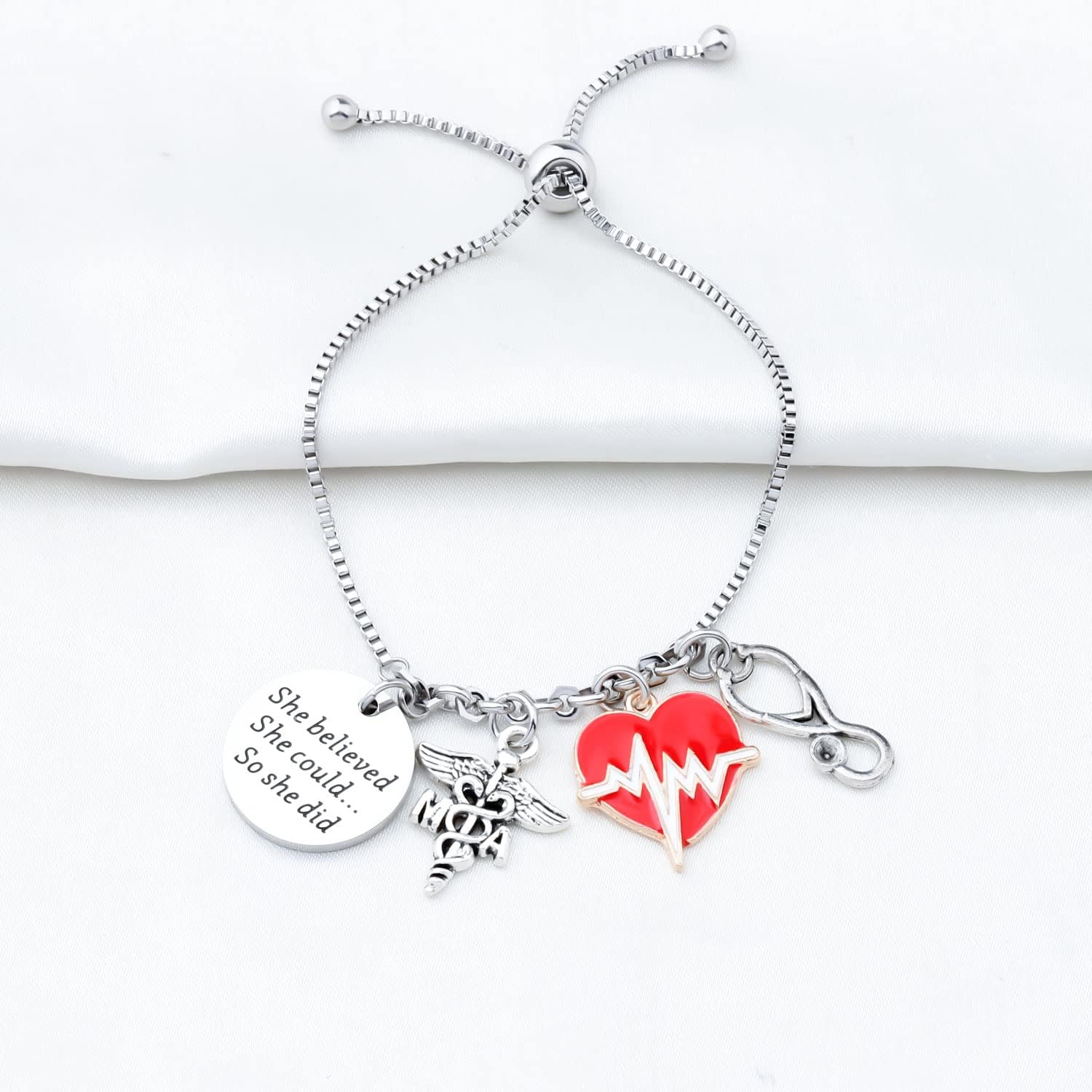 PLITI Medical Assistant Gift Medical Assistant Graduation Gift She Believed She Could So She Did MA Charm Bangle
