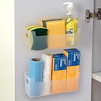 Vista 10 de 2 piezas organizador de puerta de armario de cocina, montaje adhesivo en el interior de la puerta del gabinete, estante de almacenamiento debajo