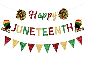 Glitter Happy Juneteenth Banner Party Supplies | Juneteenth Decorations