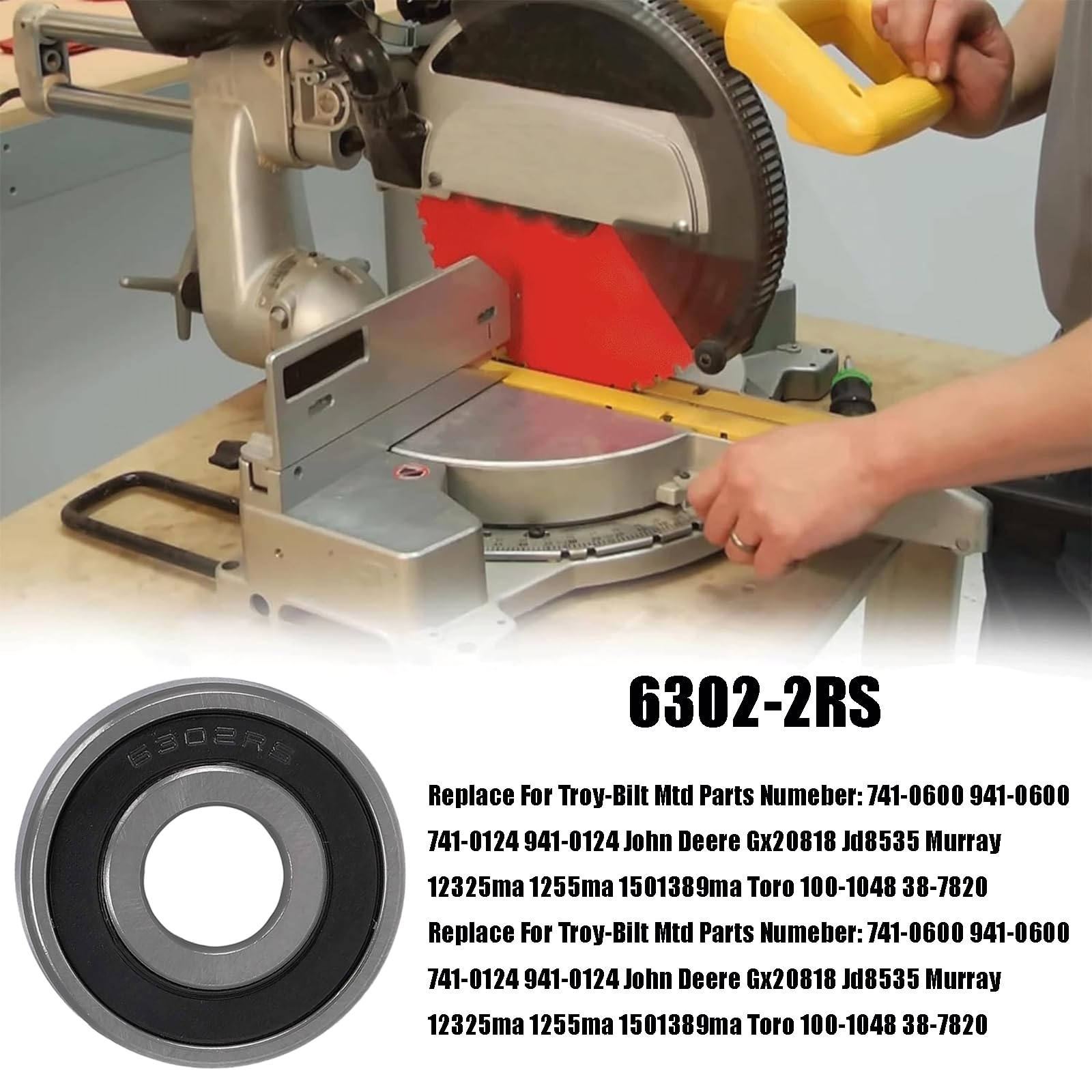 BIZHALA N127530 6302-2RS Groove Ball Bearing Fits for DeWalt DW708